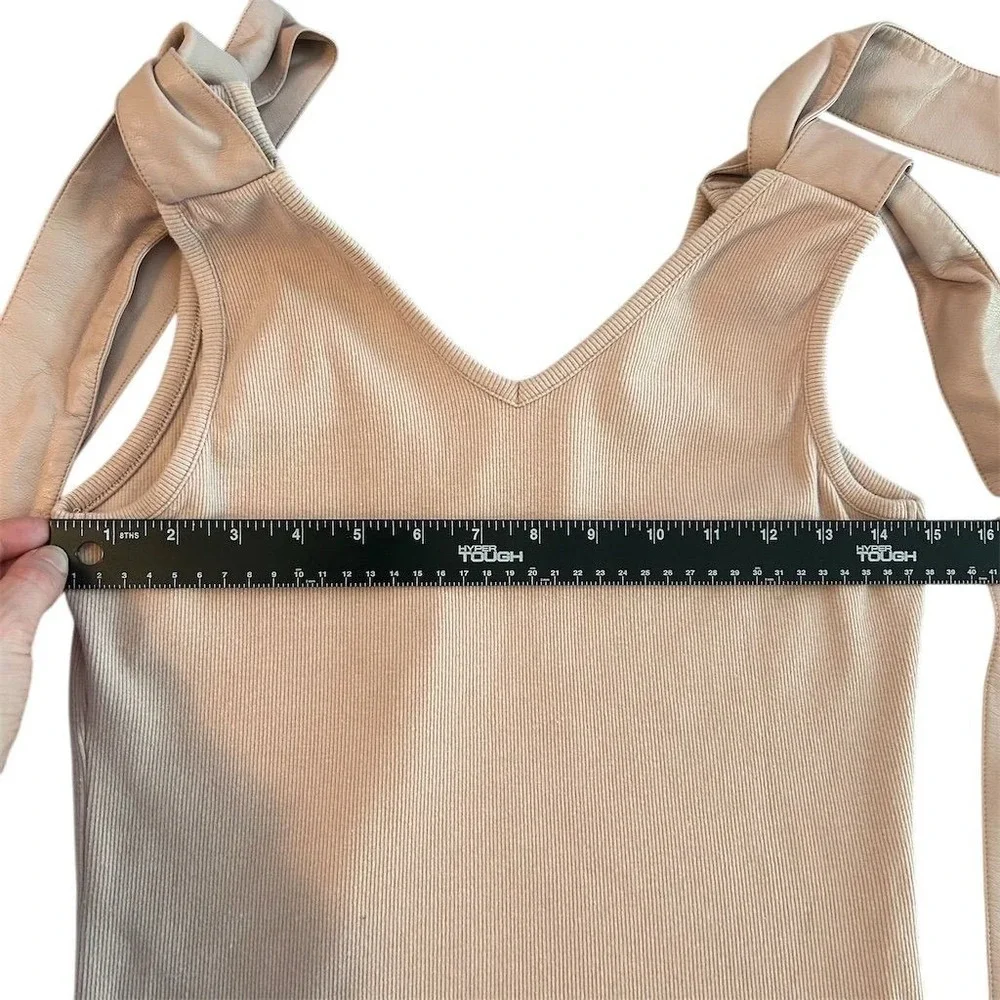 NWT Maeve by Anthropologie Ribbed Knit Tie Strap V Neck Tank Top Rose Sz M Boho - Picture 9 of 12